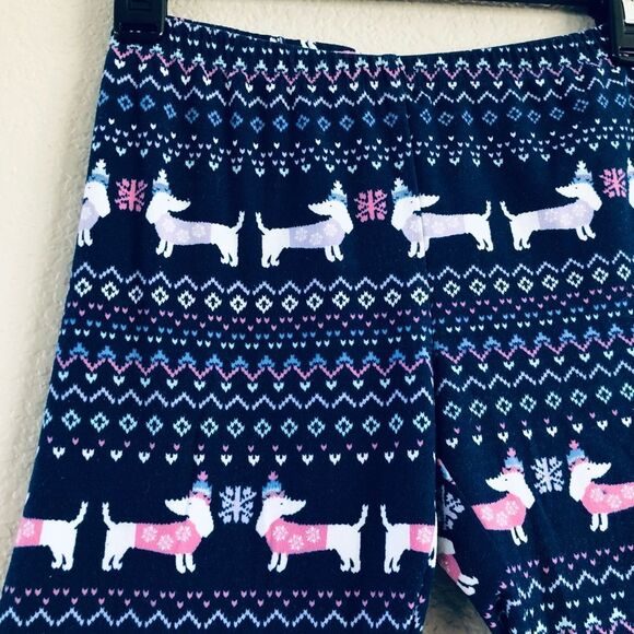 SO Nordic Blue Dachshund Print Soft Stretchy Lounge Leggings - Picture 1 of 4